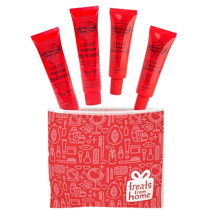 Lucas Pawpaw Lip Ointment, Lucas Pawpaw Cream, Lucas Pawpaw Ointment for Lips & Dry Skin (2x15 Gram plus 2x25 Gram)