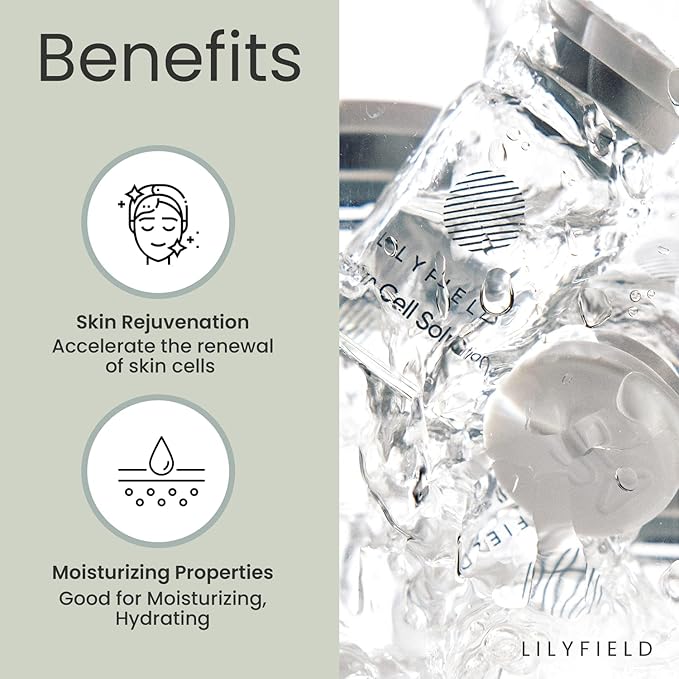 LILYFIELD Stem Cell Solution 50ml (5ml x 10 Ampoules) – Hydrating Hyaluronic Acid Serum with Stem Cells, Peptides & Vitamin C | Korean Skincare for Moisturized, Smoother-Looking Skin, All Skin Types