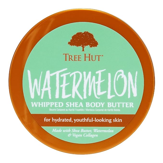 Tree Hut Watermelon Whipped Shea Body Butter, 8.4oz, Lightweight, Long-lasting, Hydrating Moisturizer with Natural Shea Butter for Nourishing Essential Body Care