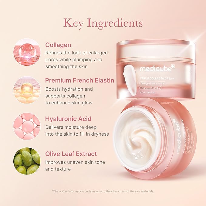 medicube Triple Collagen Prep and Glow Duo: Triple Collagen Cream and Triple Collagen Toner | Hyaluronic Acid, Premium Elastin for Boosting Skin's Moisture Barrier | Korean Skincare, Stocking Stuffers