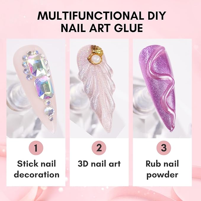 Makartt Nail Rhinestone Glue - 30ML Super Strong Adhesive Gel Nail Glue for Decorations Nail Charms 3D Gel Nail Art Gems Jewel Diamonds for Salon & DIY Manicure, UV/LED Cured Need Beauty Gifts