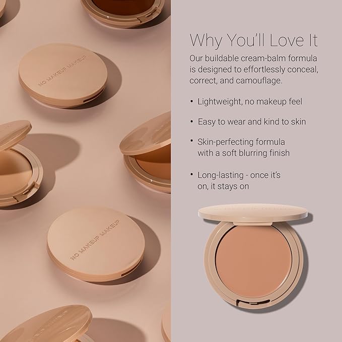 Foundation by No Makeup Makeup | Conceal & Correct with Long-Lasting, Buildable Formula & Lightweight Soft Finish | Cruelty-Free, Vegan, Fragrance-Free | Almond