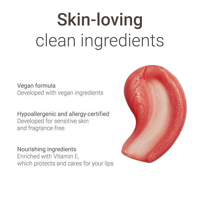 Sandstone Scandinavia Lipglace - Hypoallergenic Vegan Lip Gloss - Fragrance Free & Allergy Certified - Non Sticky & Moisturizing Lipgloss - Anti-Aging Hydrating Lipgloss (90's Vibe, 3,5 g)