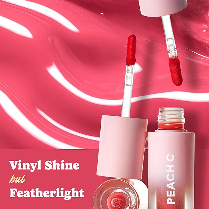 Peach C Jelly Beam Tint - Long Lasting Korean Lip Tint Stain Plumping Jelly Lip Gloss - Lightweight, Moisturizing & Buildable Lip Makeup Jelly Tint Blush with Vitamin E (Sweet Boom, 0.07 oz)