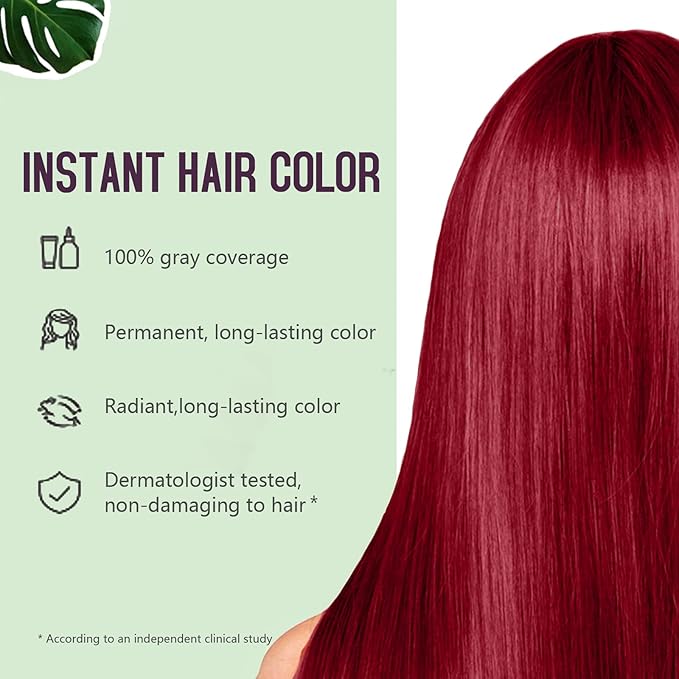 Red Hair Dye Shampoo, Hair Color Shampoo for Gray Coverage, Coconut Dye Shampoo, Colors in Minutes, Red Hair Shampoo, Champu Para Canas, Easy to Use 16.90 Fl Oz