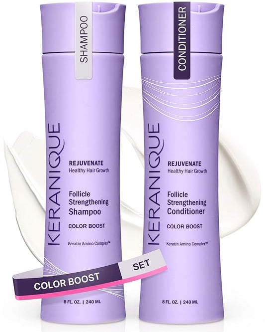 Keranique Color Safe Shampoo and Conditioner - Protect and Extend Color Shampoo and Conditioner for Women with Dry, Fine, Color Treated Hair - Sulfate Free Set for Colored Hair with UV Protection