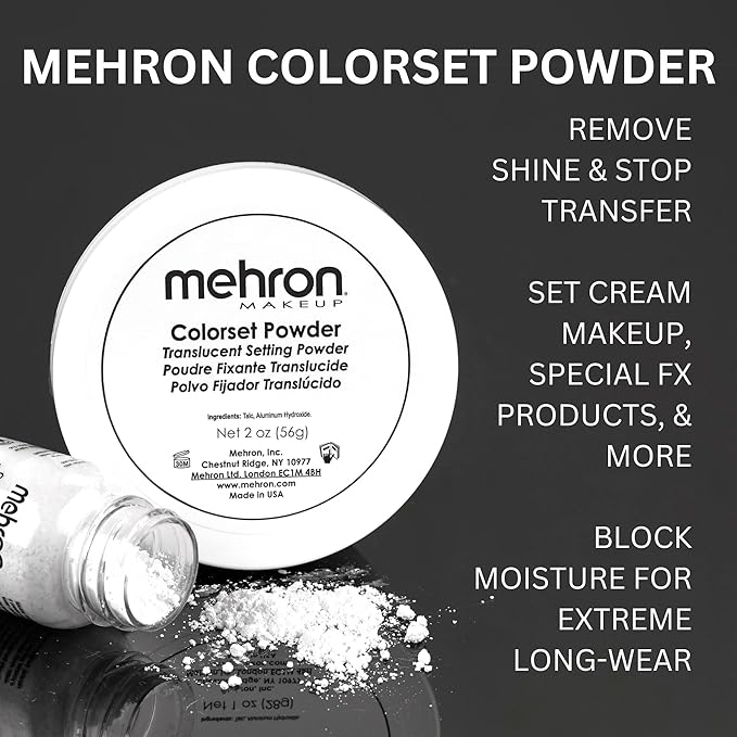 Mehron Makeup Colorset Powder | Translucent Setting Powder | Special Effects, Halloween, & Film 0.5 oz (14 g)
