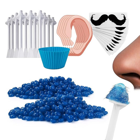 Nose Wax Kit for Men Nose Waxing, 100g Wax 30 Applicators Ear wax kit Hair Removal for Men and Women,Safe Quick Painless Nasal Waxing,10 Mustache Patch 10 Ears Guards,15-20 Uses