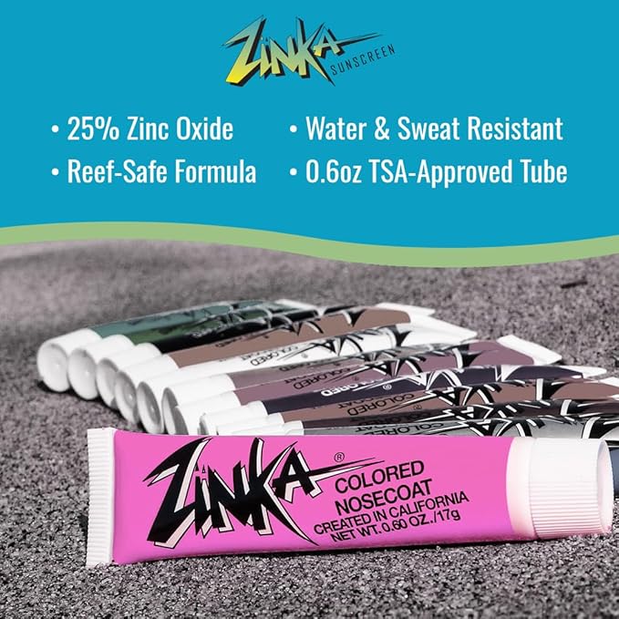 Zinka Colored Zinc Oxide Sunblock – High Zinc Formula for Nose and Face, 2 Pack, Pink