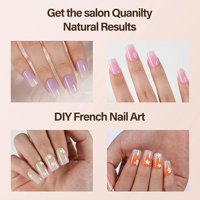 Vansiho 150 Pcs Ombre Gel Nail Tips, Short Square Press on Nails, Soft Gel Nails False Nail, Acrylic Fake Nails for Nail Art DIY - 15 Sizes