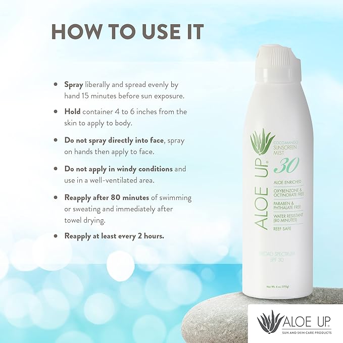 Aloe Up White Collection Sunscreen Lotion SPF 30 - Broad Spectrum UVA/UVB Sunblock for Face and Body - With Aloe Vera Gel - Alcohol-Free - Reef-Friendly - Coco-Mango Fragrance - 4 Oz