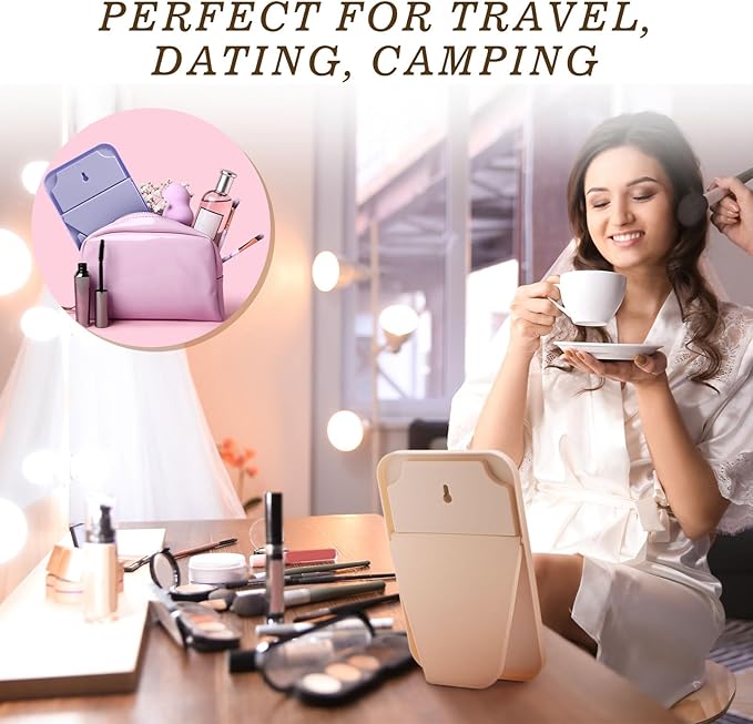 24 Pack Desktop Foldable Makeup Mirror Bulk 8 x 5.3 Inch Vanity Table Mirror with Stand, 90° Adjustable Portable Folding Travel for Spa Party, Women, Cosmetics Personal Beauty, 6 Color