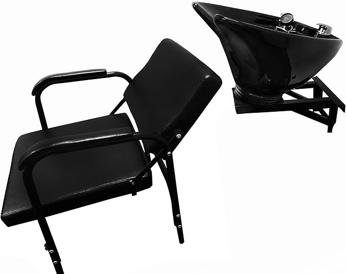 Wall Mounted, Tilting, Ceramic, Salon Shampoo Bowl with Reclining Shampoo Chair TLC-B35WT-216