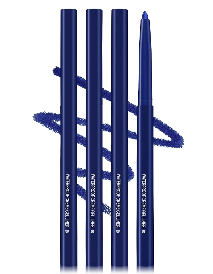 4PCS Blue Eyeliner Pencil, Eye Liner Pencils, Waterproof Eyeliner Pencil & Smudge Proof Long-lasting, Eye Shadow, High-Pigmented Colorful, Retractabl