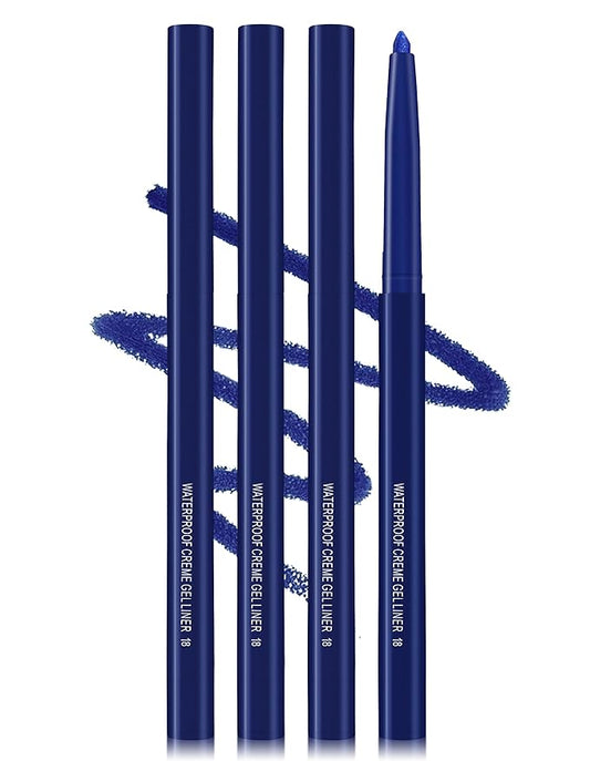4PCS Blue Eyeliner Pencil, Eye Liner Pencils, Waterproof Eyeliner Pencil & Smudge Proof Long-lasting, Eye Shadow, High-Pigmented Colorful, Retractabl