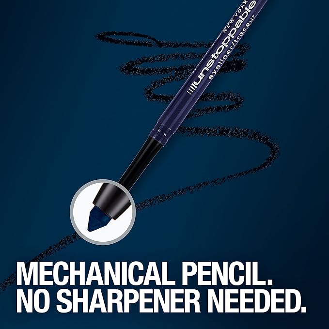 Maybelline Unstoppable Waterproof Mechanical Black Eyeliner Pencil, Easy to Apply, Smooth Glide, Up to 24 Hour Wear, Onyx