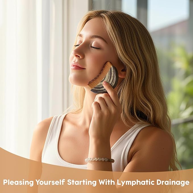 Lymphatic Contour Face Brush，Hoyecl Soft Lymphatic Drainage Facial Brush Contour Massage Brush, Gua Sha Brush for Face, Glow Skin and Sculpt Face