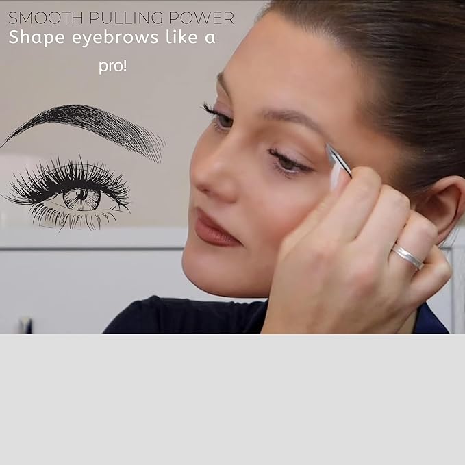 Suvorna Professional Tweezers for women facial hair - Sharp Pointed Tweezer & Slanted Eyebrow Tweezers for Women - Eyebrow Tweezer for Women, Lash tweezers and Splinter removal (4-inch size, Pink)