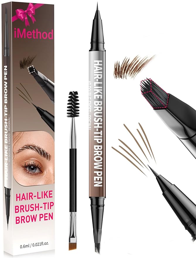 iMethod Eyebrow Pen - Eyebrow Pencil,2-in-1 Eyeliner Dual-Ended Microblading Eyebrow Pencil Long Lasting Waterproof Hair-Like Brow Pencil,with Eyebrow Brush,Eyebrow Pencils for Women,Blonde