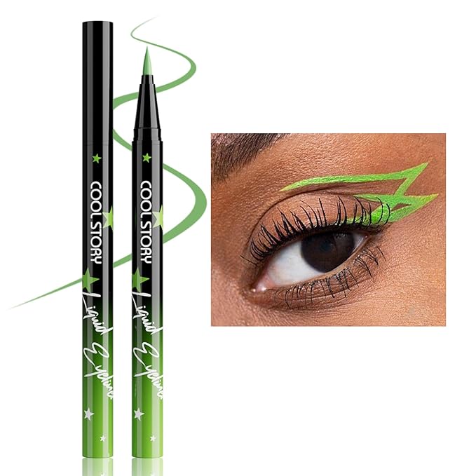 COOL STORY Liquid Eyeliner Waterproof Smudge Proof Eye Liner, 24H Long-Lasting, 0.6ml/0.02 fl.oz (Green)