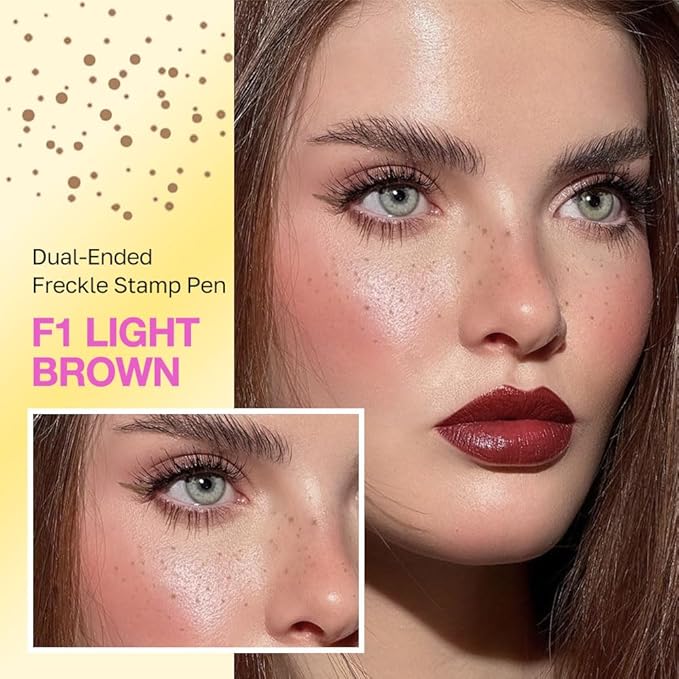 2PCS Freckle Stamp with Eyeliner Pen,Natural Lifelike Freckle Makeup Pen Magic Freckle Color,Waterproof Longlasting Fake Freckles Stain Marker Pencil Face Decoration for Sunkissed Makeup,Vegan