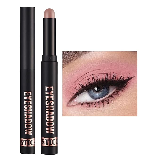 Eyeshadow Stick Cream Single Eyeshadow Pencil Makeup, High Pigmented Crease-proof Eye Shadow Brightener Stick, Hypoallergenic Waterproof Long Lasting eye Highlighter Stick(11# Rose Pink Matte)