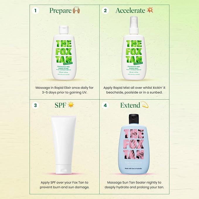 The Fox Tan Fragrance-Free Rapid Tanning Mist, Natural Tanning Accelerator Mist For Darker & Faster Tans, Flawless Tans, Vegan & Cruelty Free, 120mL