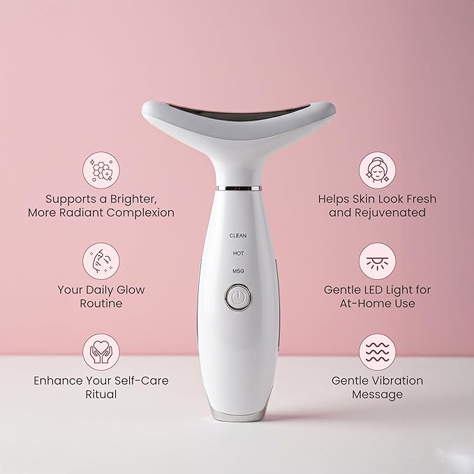 KLY Beauty 7-in-1 Beauty Facial Massager for Face and Neck – Thermal & Vibrating Facial Tool for Wrinkle Reduction, Skin Firming, Skin Lifting and Skin toning| With Retinol Collagen Creme