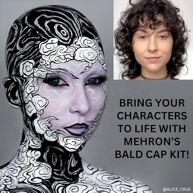 Mehron Makeup Premium Character Kits| Makeup Kits for Halloween & Cosplay| Made in the USA | Complete Makeup Kit | Includes all Makeup, Tools, & Instructions on How to Create the Look | (Bald Cap)