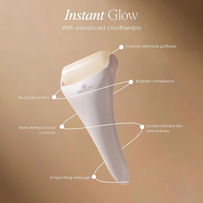 The Ice Roller by Project E Beauty | Cryotherapy Treatment | Facial Massage | Reduce Under Eye Puffiness, Dark Circles | Muscle Soreness Pain Relief Redness