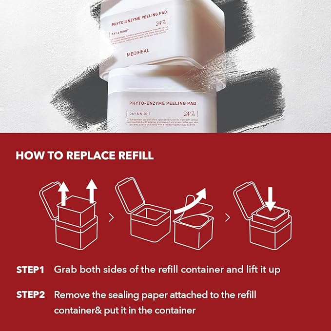 (Only Refill) MEDIHEAL Phyto Enzyme Peeling Pad - Vegan Face Resurfacing Gauze Pads with LHA & Papaya Enzym - Pore Tightening Pads to Control Sebum - Exfoliating Pads for Dead Skin Cells, 90 Pads