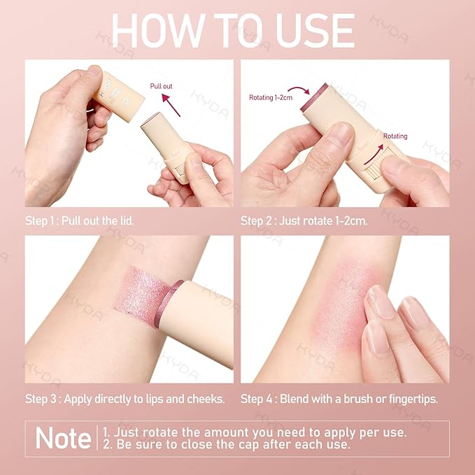 KYDA 3 Colors Mineral Color Balm, Buildable Shimmer Color for Lips and Cheeks, Broad spectrum SPF 35, Natural Shimmer Finish, Lightweight Blendable Creamy, Multiuse Blush Stick, Set A