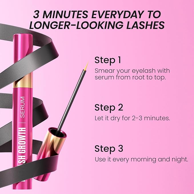 Eyelash Growth Serum Volumizing Lash Serum For Eyelash Growth Longer & Thicker Lash Enhancing serum With Natural Formula Vegan & Gentle (5 mL)