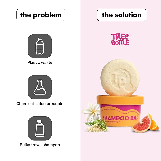 Tree Bottle Pro-Vitamin B5 + Citrus Shampoo Bar for Frizz Control - Natural Shine & Softness - Shampoo for Women and Men - Free of Parabens & Sulfates - Made in USA - 4.5oz