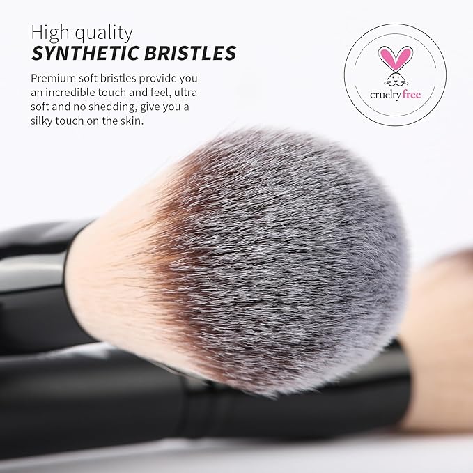DUcare Powder Brush Foundation Brushes Double Ended Blush Setting Brush for Rounded Taperd Liquid, Cream, Powder,Blending, Buffing