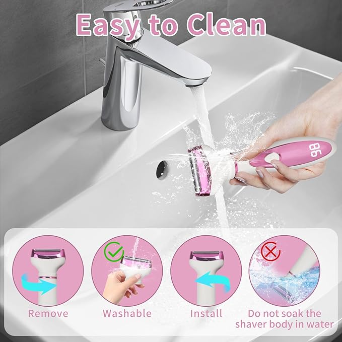 Wet & Dry Electric Razor for Women Men,4 in 1 Rechargeable Led Display Electric Shaver and Facial Hair Remover,Painless Ladies Body Razors for Nose Face Body Leg Bikini Arm Hair (Purple)