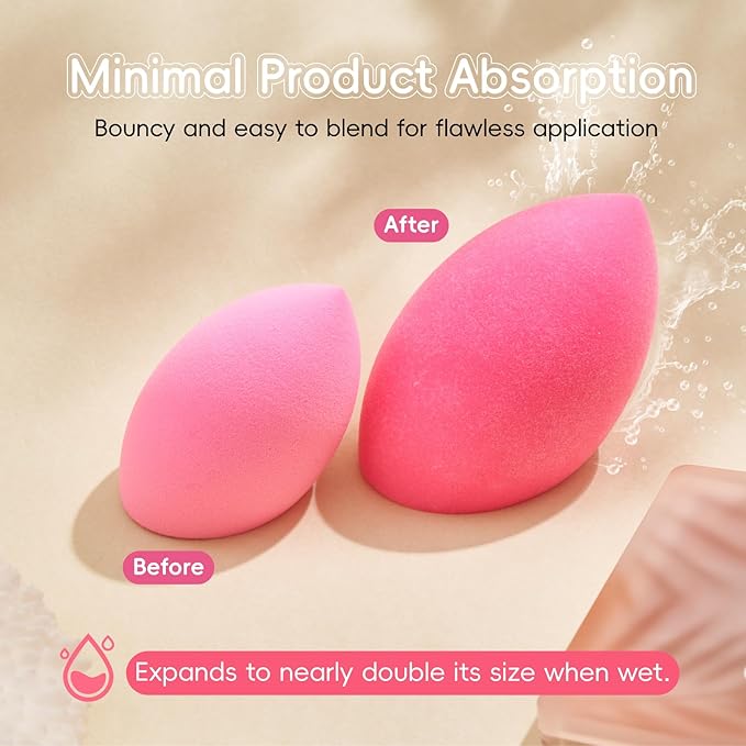 GWT Makeup Sponge Set, 6 Pcs Latex-Free Beauty Blender Sponges for Foundation, Liquid & Cream, Ultra-Soft Wonder Sponges, Multi-Angle Blending, Ideal Stocking Stuffers for Women