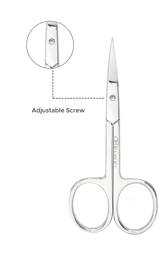 Eyebrow Scissors & Small Cuticle Scissors, Curved Blade Manicure TSA Scissors. Stainless-Steel Scissors for Eyelashes, Facial Hair, Pubic, Men Moustache & Beard.