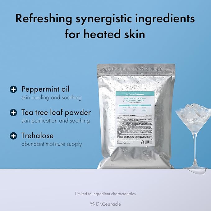 leegeehaam Dr.Ceuracle Expert Spirulina Cooling Modeling Face Mask - Korean Skincare Jelly Face Mask for Glass Glow Skin, DIY Home Spa (1kg / 35.24 oz.)