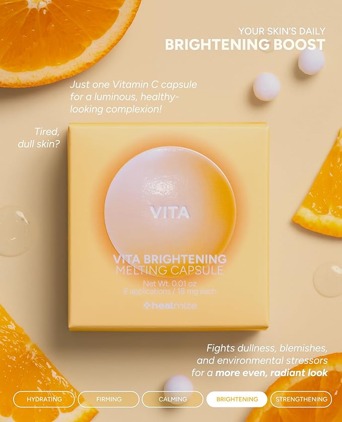 Vita Brightening Melting Capsule – Vitamin C for Bright and Radiant Skin | Korean Skin Care for Sensitive Skin | Booster for Brightening Serum, Toner & Moisturizer | 30 Capsules