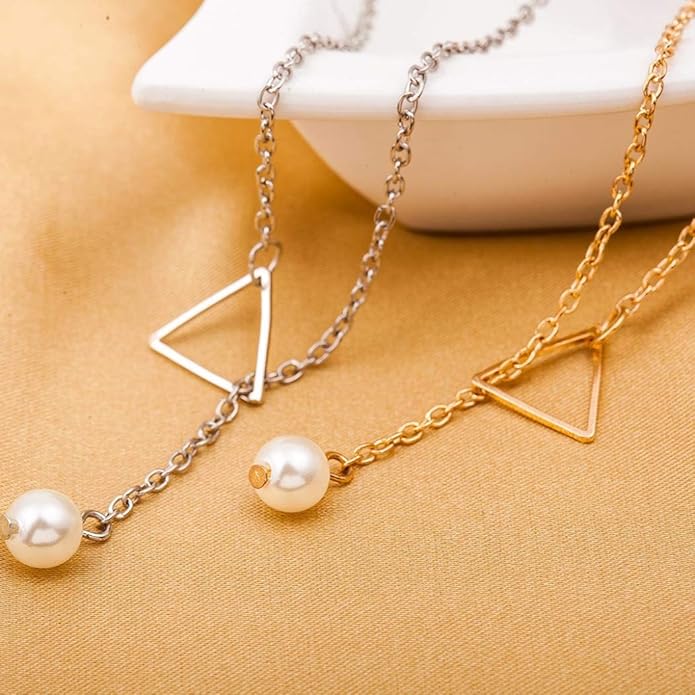 Hollow Triangle Metal Adjustable Pearl Simple