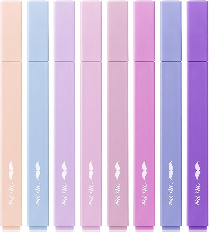 Mr. Pen- Aesthetic Highlighters, 8 Pack, Chisel Tip, Shades of Purple, Cute Highlighters Assorted Colors, Highlighter Set