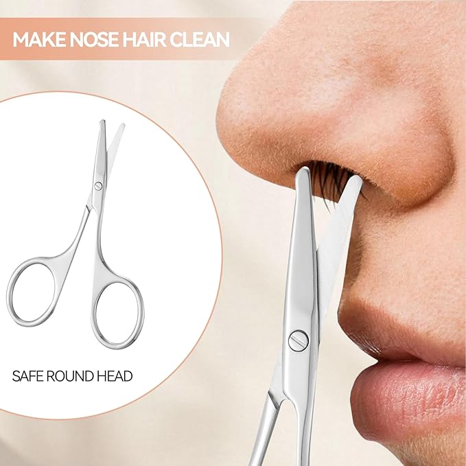 6-in-1 Stainless Steel Manicure Kit, Nail Clipper + Nose Hair Scissors + Ear Spoon | Mili-Grade Blades & TSA Compliant | Portable Travel Essentials