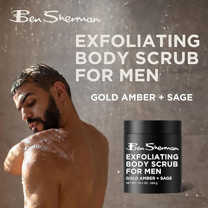 Ben Sherman Exfoliating Body Scrub For Men with Shea Butter Vitamin A and C, Moisturizing Hydrating Body Scrub for Healthy Skin