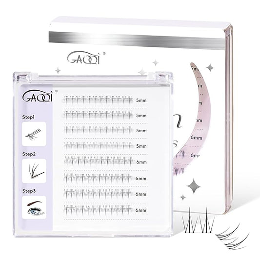 GAQQI Bottom Lash Clusters Natural Bottom Lashes Clear Band, DIY Lash Extensions Lower Lashes, Soft & Comfortable Thin Band Bottom Eyelashes Wispy Daily Style 5mm+6mm 48pcs(B10)