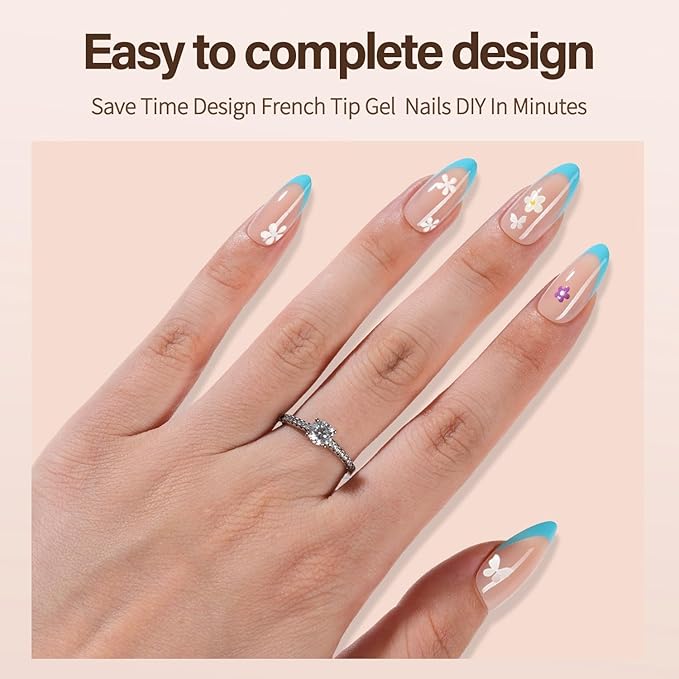 Vansiho 150Pcs French Gel Almond Nail Tips, Medium Press on Nails, Pre-French Acrylic Fake Tips for Nail Art DIY - 15 Sizes