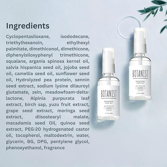 Botanist Natural Hair Oil for Frizzy Hair, Organic Hair Oil for Women, HAIR OIL Spray for Men with Jojoba Oil, Protein, Organics Extract & Squalane, Hair Scalp Oil from Japan 2.7 Fl Oz Pear & Jasmine