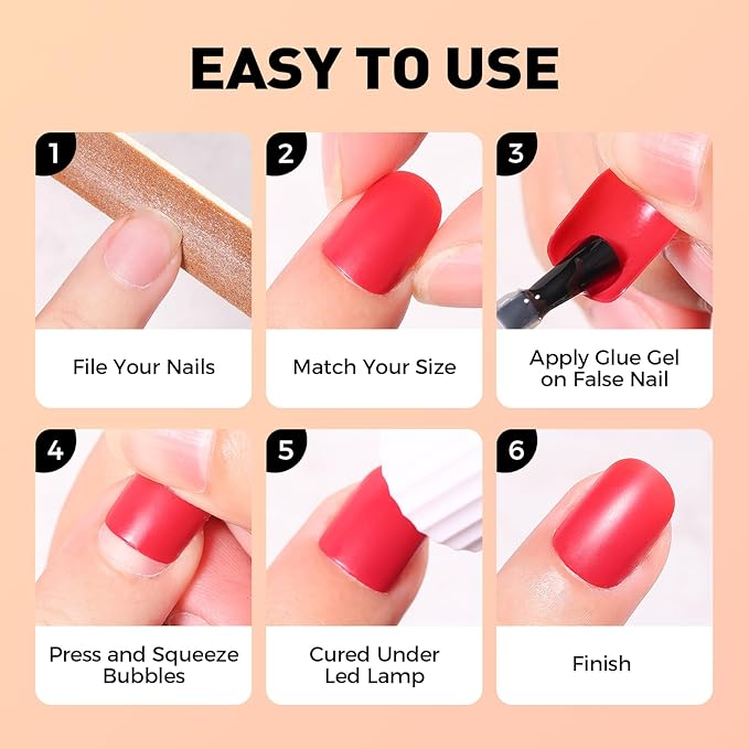 Press on Nails, 24 Colors 576PCS Short Square False Nails with 12 Sizes, Full Cover Press on Nails for Women, Lightweight Matte Natural Fake Nails for Nail Art Design