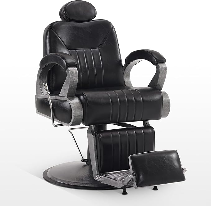 BarberPub All Purpose Barber Chair with Heavy Duty Pump,Reclining Adjustable Swivel Hair Styling Spa&Salon Chair for Hair Stylist, Home Salon,Barbershop 9502 (Black)