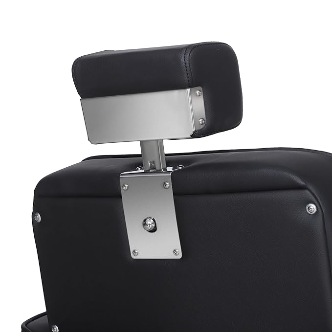 BarberPub Heavy Duty Metal Vintage Barber Chair All Purpose Hydraulic Recline Salon Beauty Spa Shampoo Equipment 3825 (Black with Black Stitches)